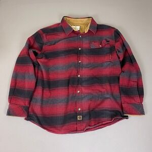 Legendary Whitetails Buck Camp Flannel Shirt Men's XL Red Black Corduroy Collar